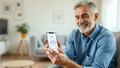 Una persona che tiene uno smartphone con un grafico della pressione sanguigna visualizzato, che rappresenta una gestione sanitaria efficace